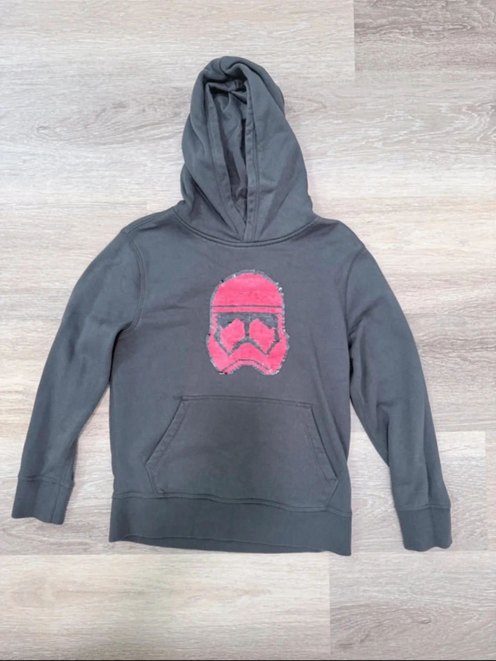 GAP Kids Star Wars Charcoal Hoodie with Red & White Helmet Graphic